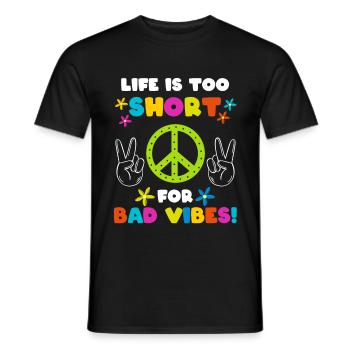 Hippie Festival Party Peacezeichen Funny Gift - Men's T-Shirt - black - Front - AI Model Male 178 light (178cm)