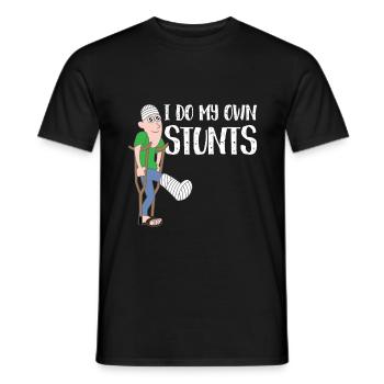 Own Stunts gebrochenes Bein Geschenk T Shirt - Männer T-Shirt - Schwarz - Vorne - AI Model Male 178 light (178cm)