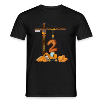 Excavator birthday present for the 2nd birthday - Men's T-Shirt - black - Front - AI Model Male 178 light (178cm)
