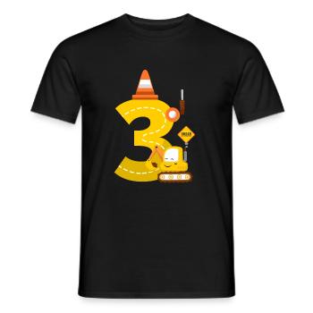 Excavator birthday present 3 years construction site - Men's T-Shirt - black - Front - AI Model Male 178 light (178cm)