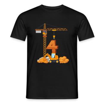 Excavator birthday present 4 years construction site - Men's T-Shirt - black - Front - AI Model Male 178 light (178cm)