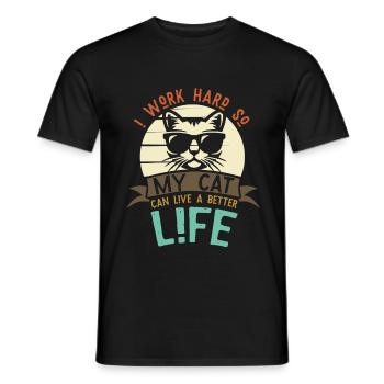 Chat cool animal - T-shirt homme - noir - Devant - AI Model Male 178 light (178cm)