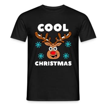 Flocons de neige de renne de Noël - T-shirt homme - noir - Devant - AI Model Male 178 light (178cm)