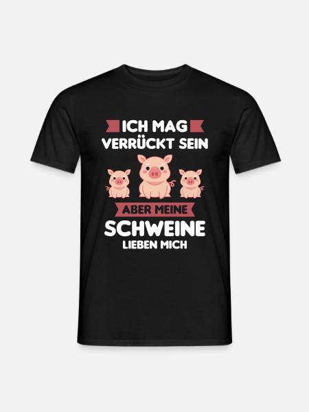 Schwein Schweine Schweinchen Bauer Geschenk - Männer T-Shirt - Schwarz