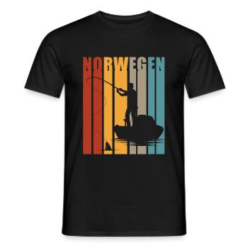 Norwegen Angeln Angel Tour 2020 Retro Geschenk - Männer T-Shirt - Schwarz - Vorne - AI Model Male 178 light (178cm)