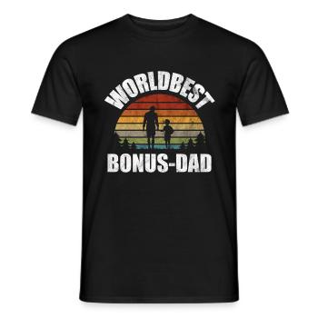 Bonus dad stepfather bonus dad saying gift - Men's T-Shirt - black - Front - AI Model Male 178 light (178cm)