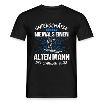 Biathlon Skifahren Ski Langläufer Geschenk - Männer T-Shirt - Schwarz - Vorne - AI Model Male 178 light (178cm)