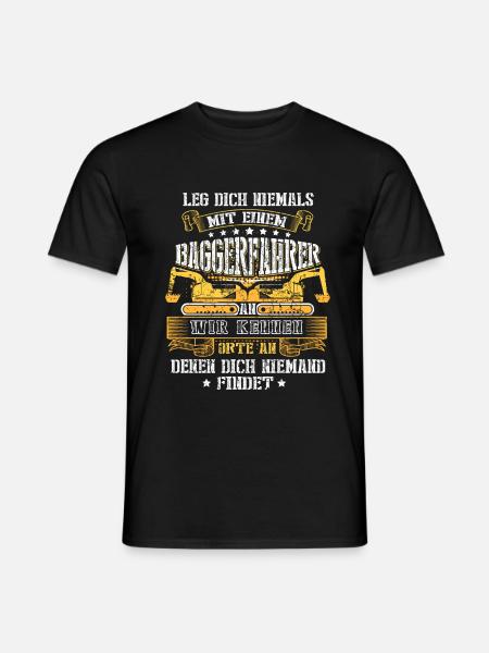 Bagger Baggerfahrer Bauarbeiter Geschenk - Männer T-Shirt - Schwarz