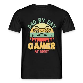 Father in the day, gamer in the night - Men's T-Shirt - black - Front - AI Model Male 178 light (178cm)