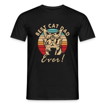 Meilleur cadeau de fête des pères papa chat - T-shirt homme - noir - Devant - AI Model Male 178 light (178cm)