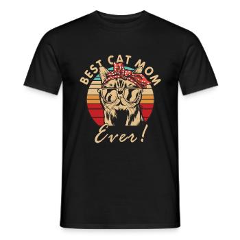 Best Cat Mom Ever Vintage cat mom - Men's T-Shirt - black - Front - AI Model Male 178 light (178cm)