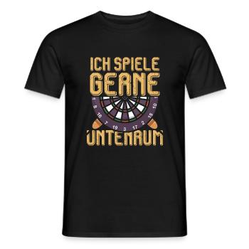 Ich spiele gerne untenrum - Dart - Männer T-Shirt - Schwarz - Vorne - AI Model Male 178 light (178cm)
