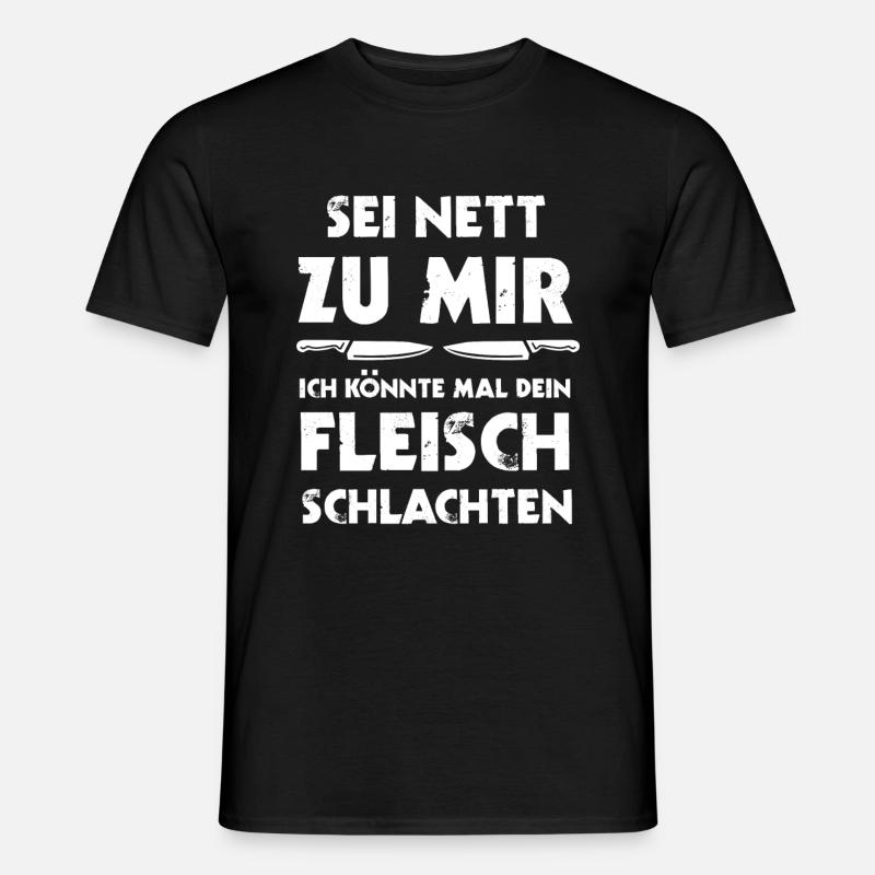 Fleischer Steak Metzger Geschenk - Männer T-Shirt - Schwarz