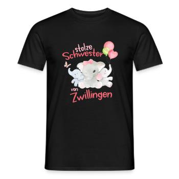 Große Schwester von Zwillingen Elefant - Männer T-Shirt - Schwarz - Vorne - AI Model Male 178 light (178cm)