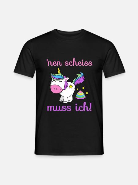 Einhorn - 'nen scheiss muss ich! - Männer T-Shirt - Schwarz