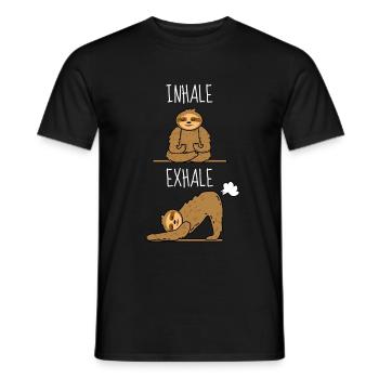 Méditation de yoga paresseux - inspirez expirez - T-shirt homme - noir - Devant - AI Model Male 178 light (178cm)
