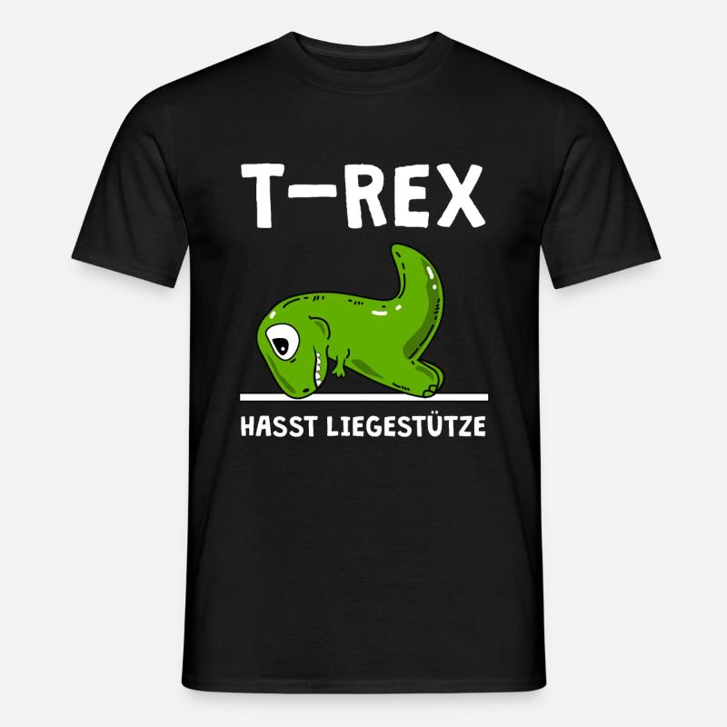 T-Rex hasst Liegestütze - Dinosaurier - Männer T-Shirt - Schwarz