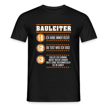 Bauleiter Baustelle Straßenbauer Geschenk - Männer T-Shirt - Schwarz - Vorne - AI Model Male 178 light (178cm)