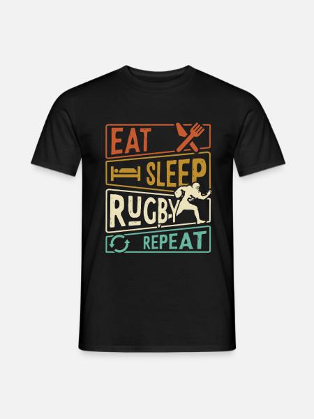 Eat Sleep Rugby Repeat - Rugbyspieler - Männer T-Shirt - Schwarz