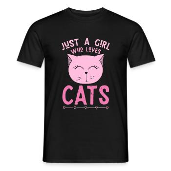 Just a girl who loves cats - cat lady - Men's T-Shirt - black - Front - AI Model Male 178 light (178cm)