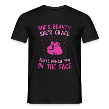 Beauty Grace Punch you in the face - Men's T-Shirt - black - Front - AI Model Male 178 light (178cm)