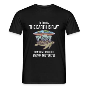 Bien sûr, la terre est plate - tortue - T-shirt homme - noir - Devant - AI Model Male 178 light (178cm)