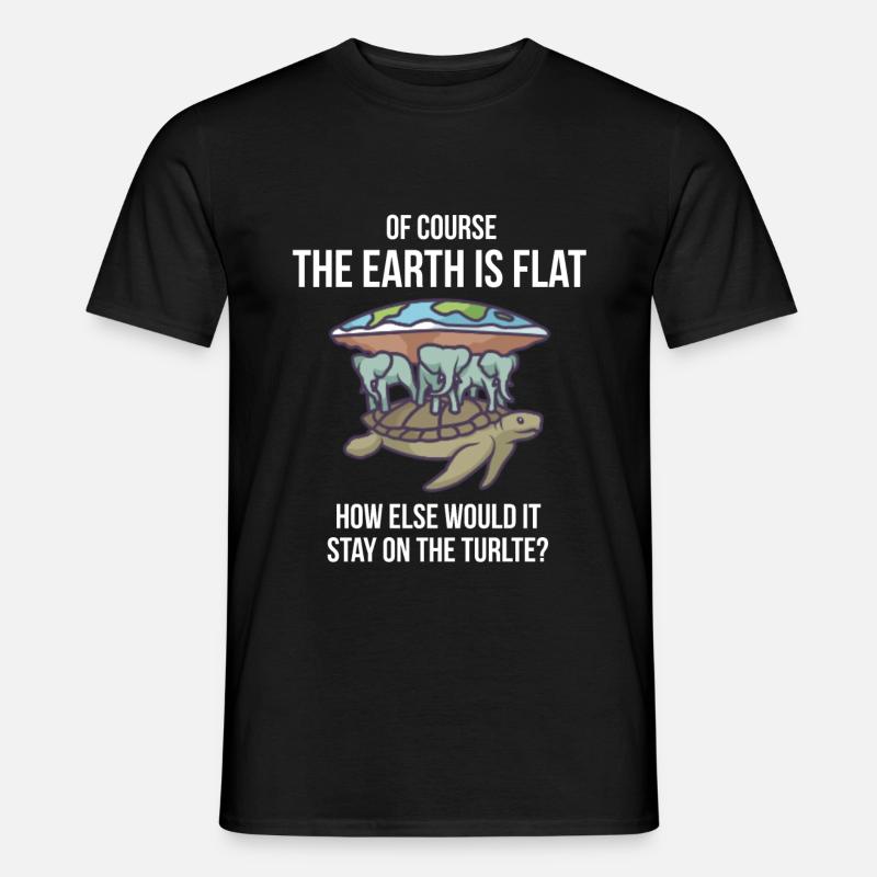 Of course the earth is flat - Turtle - Männer T-Shirt - Schwarz