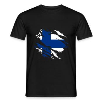 Finnland Flagge - Männer T-Shirt - Schwarz - Vorne - AI Model Male 178 light (178cm)