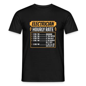 Electrician Hourly Rate Funny Gift - Men's T-Shirt - black - Front - AI Model Male 178 light (178cm)