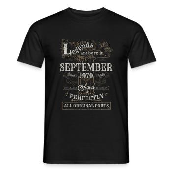 Legends are Born In September 1970 Geburtstag - Männer T-Shirt - Schwarz - Vorne - AI Model Male 178 light (178cm)