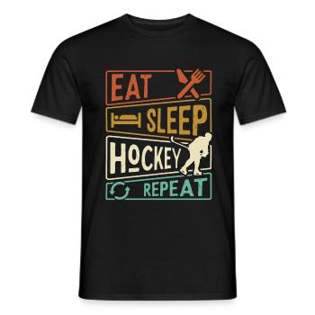 Eat Sleep Hockey Repeat - Hockey player - Men's T-Shirt - black - Front - AI Model Male 178 light (178cm)