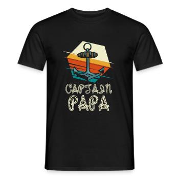 Cadeau de fête des pères Captain Papa Sailing - T-shirt homme - noir - Devant - AI Model Male 178 light (178cm)