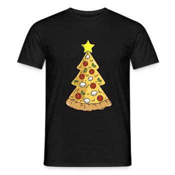 Pizza Weihnachtsbaum Weihnachten Winter - Männer T-Shirt - Schwarz - Vorne - AI Model Male 178 light (178cm)