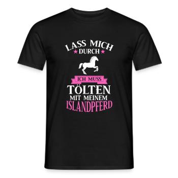 Islandpferd Isländer Islandpferde Tölt Geschenk - Männer T-Shirt - Schwarz - Vorne - AI Model Male 178 light (178cm)