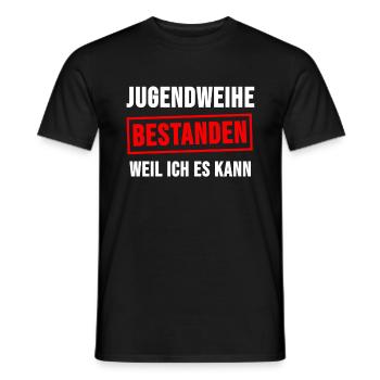 Jugendweihe 2020 Bestanden Weil Ich Es Kann - Männer T-Shirt - Schwarz - Vorne - AI Model Male 178 light (178cm)
