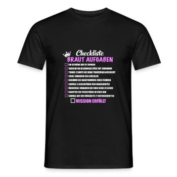 JGA Party Checkliste Braut Aufgaben Mutprobe - Männer T-Shirt - Schwarz - Vorne - AI Model Male 178 light (178cm)
