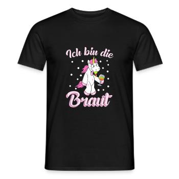 Ich bin die Braut Einhorn JGA Hochzeit Geschen - Männer T-Shirt - Schwarz - Vorne - AI Model Male 178 light (178cm)