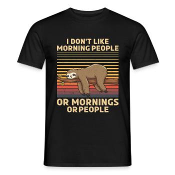 Je n'aime pas les gens du matin Paresse drôle - T-shirt homme - noir - Devant - AI Model Male 178 light (178cm)