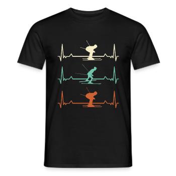 Ski, rythme cardiaque du skieur pulsation électrocardiogramme - T-shirt homme - noir - Devant - AI Model Male 178 light (178cm)