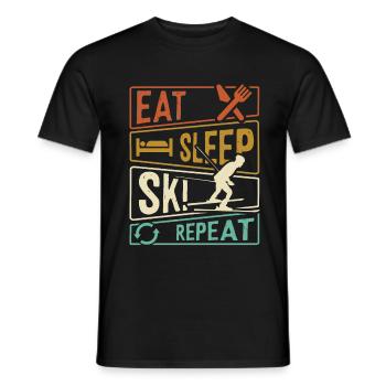 Eat Sleep Ski Repeat - Skieur - T-shirt homme - noir - Devant - AI Model Male 178 light (178cm)