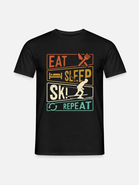 Eat Sleep Ski Repeat - Skieur - T-shirt homme - noir