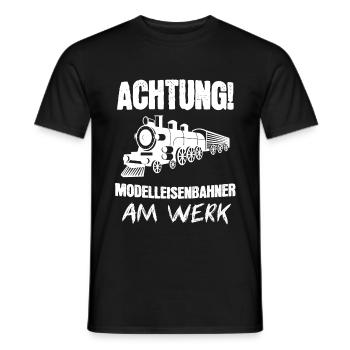 Modelleisenbahn Modellbau Lokomotive Geschenk - Männer T-Shirt - Schwarz - Vorne - AI Model Male 178 light (178cm)