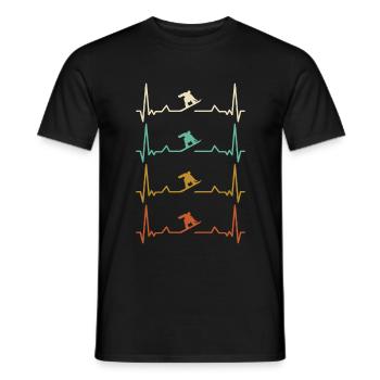 Impulsion ECG de battement de coeur de snowboarder - T-shirt homme - noir - Devant - AI Model Male 178 light (178cm)