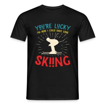 Vous avez de la chance de skier - un skieur qui dit - T-shirt homme - noir - Devant - AI Model Male 178 light (178cm)