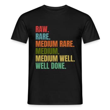 BBQ - Raw - Rare - Medium - Well Done - Retro - Men's T-Shirt - black - Front - AI Model Male 178 light (178cm)