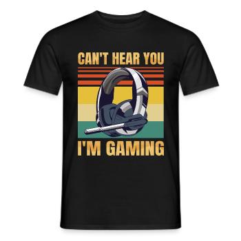 Funny Gamer Headset Can't Hear You I'm Gaming - Männer T-Shirt - Schwarz - Vorne - AI Model Male 178 light (178cm)