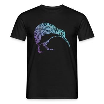 Maori Kiwi tribal aborigène d'art d'oiseaux de Nouvelle-Zélande - T-shirt homme - noir - Devant - AI Model Male 178 light (178cm)
