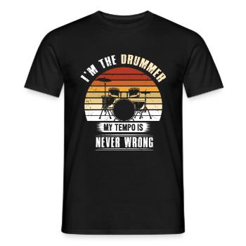 Cadeau de baguettes de batterie - T-shirt homme - noir - Devant - AI Model Male 178 light (178cm)