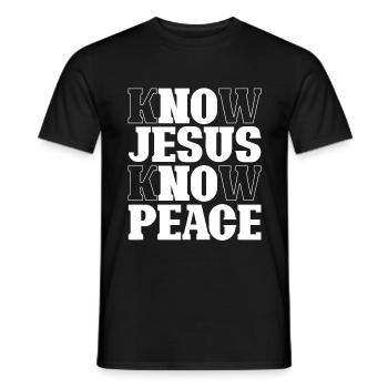 Know Jesus Know Peace - Believe God - Men's T-Shirt - black - Front - AI Model Male 178 light (178cm)