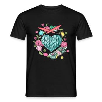 Crochet tricoteuse de fil à tricoter couturière - T-shirt homme - noir - Devant - AI Model Male 178 light (178cm)